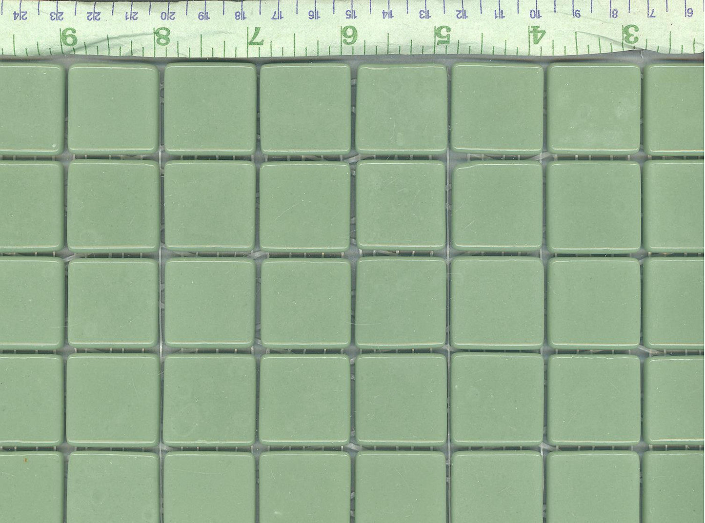 Sage Green Glass Mosaic Tiles Squares - 1 inch - 25 Tiles for Craft Projects and Decorations - Medium Green Recycled