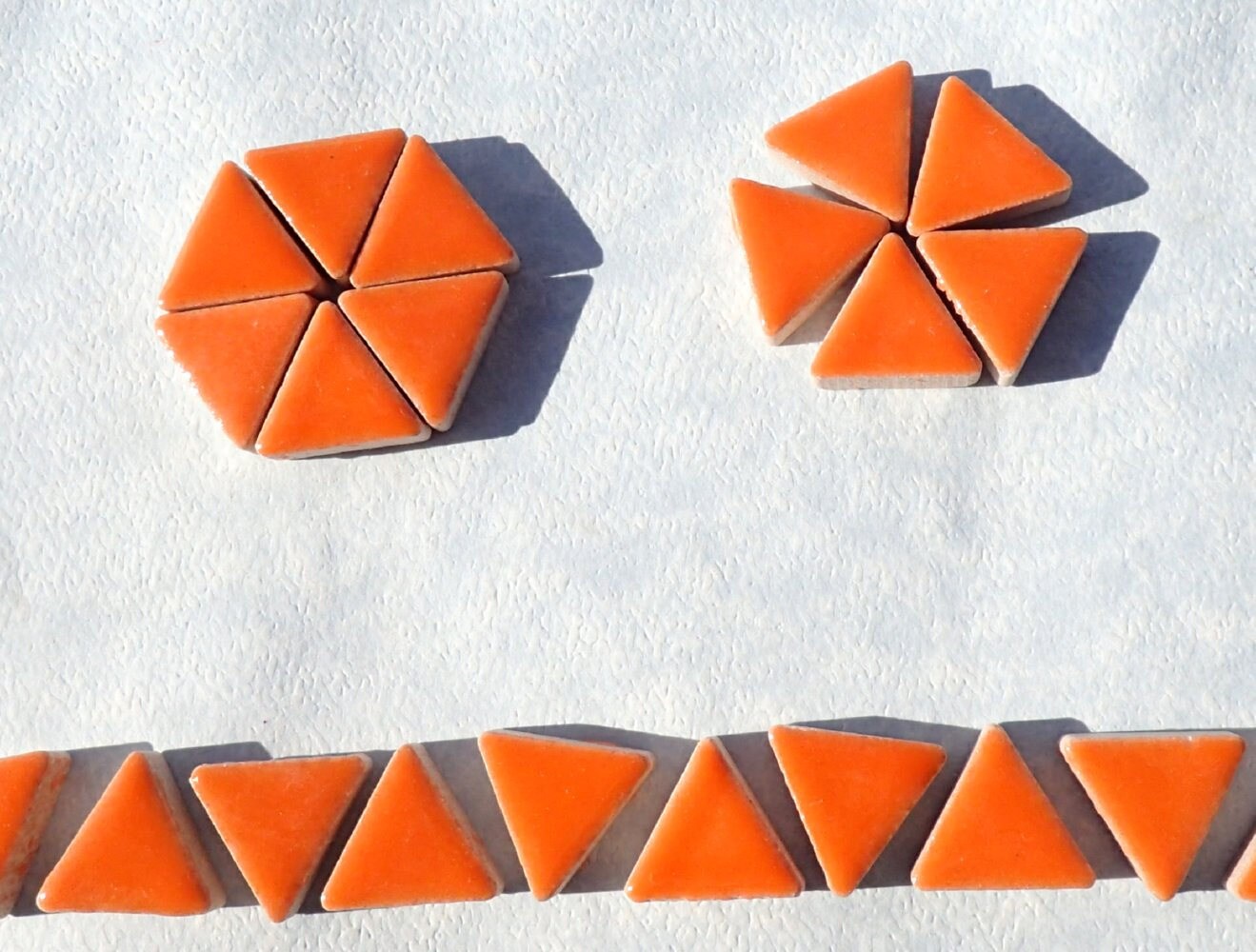 Orange Triangles Mosaic Tiles - 50g Ceramic - 15mm