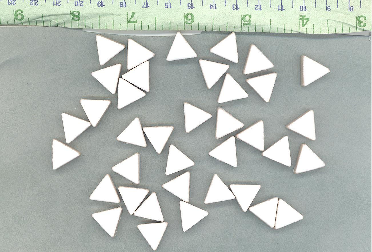 White Mini Triangles Mosaic Tiles - 50g Ceramic - 15mm