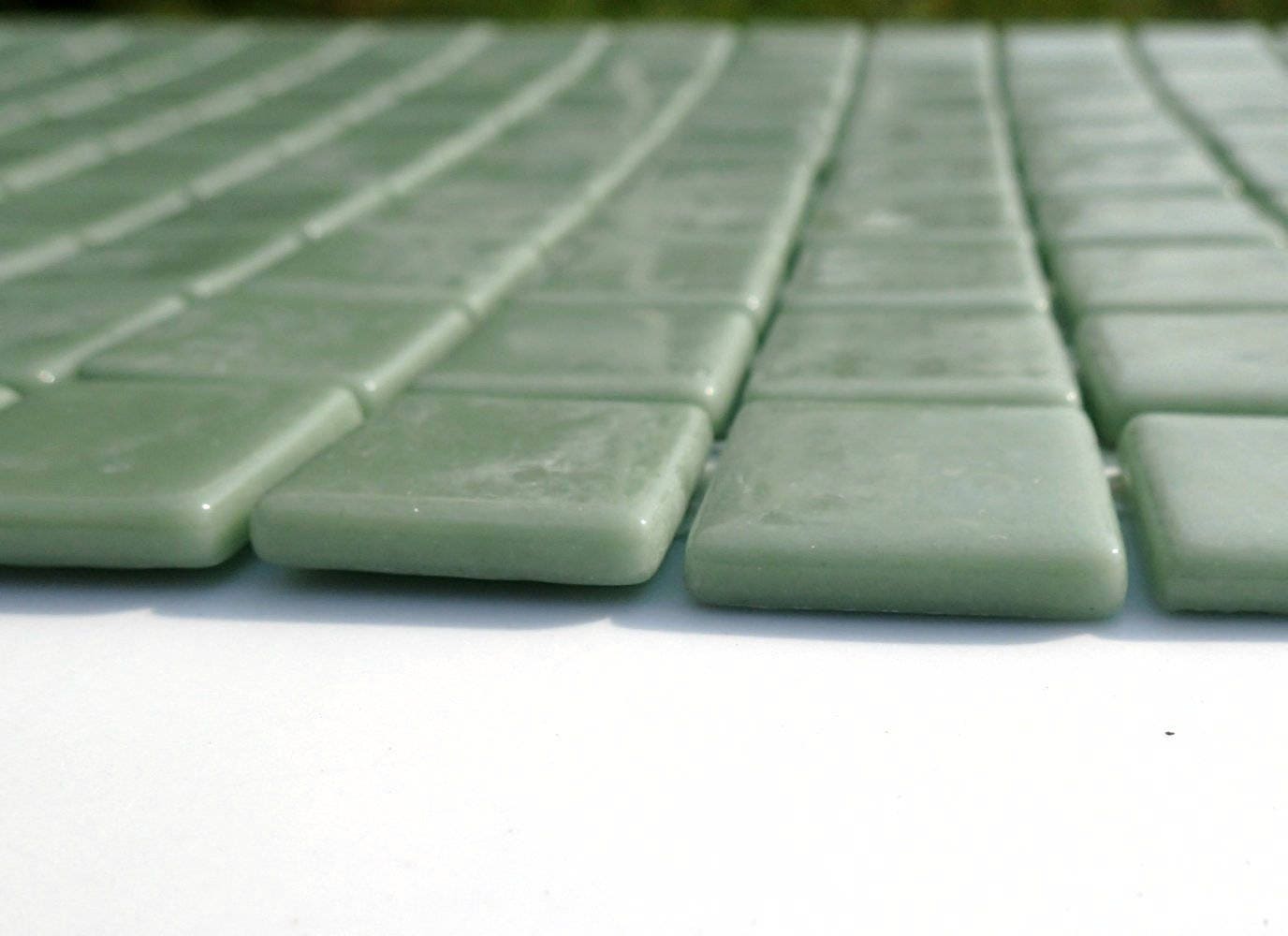 Sage Green Glass Mosaic Tiles Squares - 1 inch - 25 Tiles for Craft Projects and Decorations - Medium Green Recycled