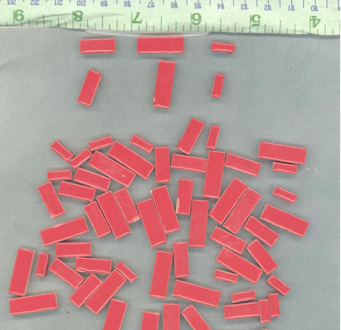 Bright Red Mini Rectangles Mosaic Tiles - 50g Ceramic in Mix of 3 Sizes 3/8" and 5/8" and 3/4"