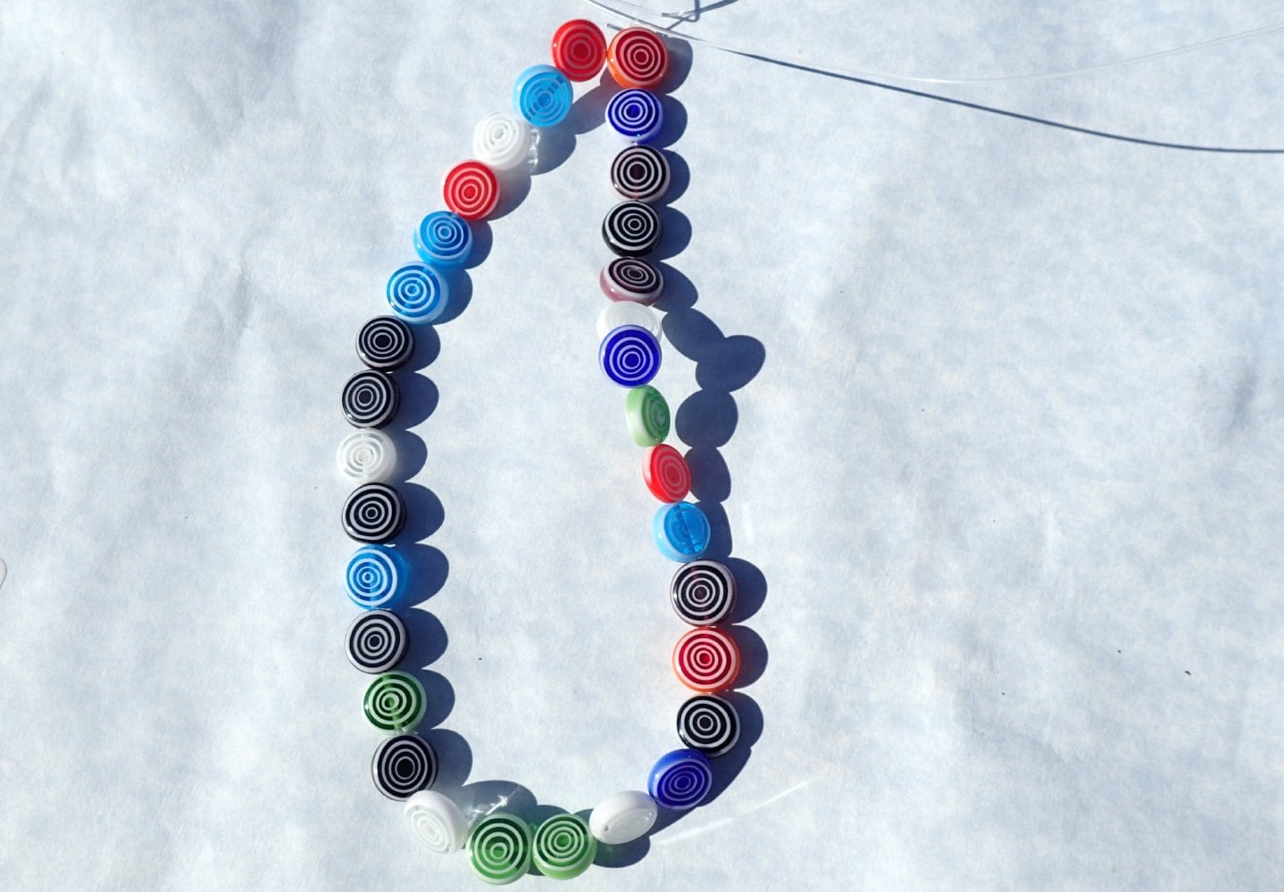 Round Flat Millefiori Glass Beads - Assorted Colors with White Circles - 12mm Use in Mosaics