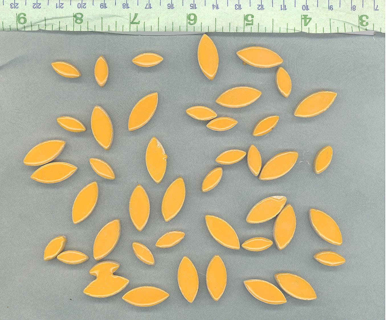 Ochre Petals Mosaic Tiles - 50g Ceramic Leaves in Mix of 2 Sizes 1/2" and 3/4" - Curry