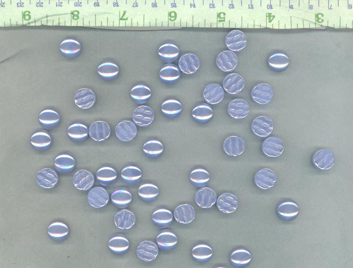 Pale Blue Iridescent Glass Drops Mosaic Tiles - 100 grams - 12mm - Over 60 Gems