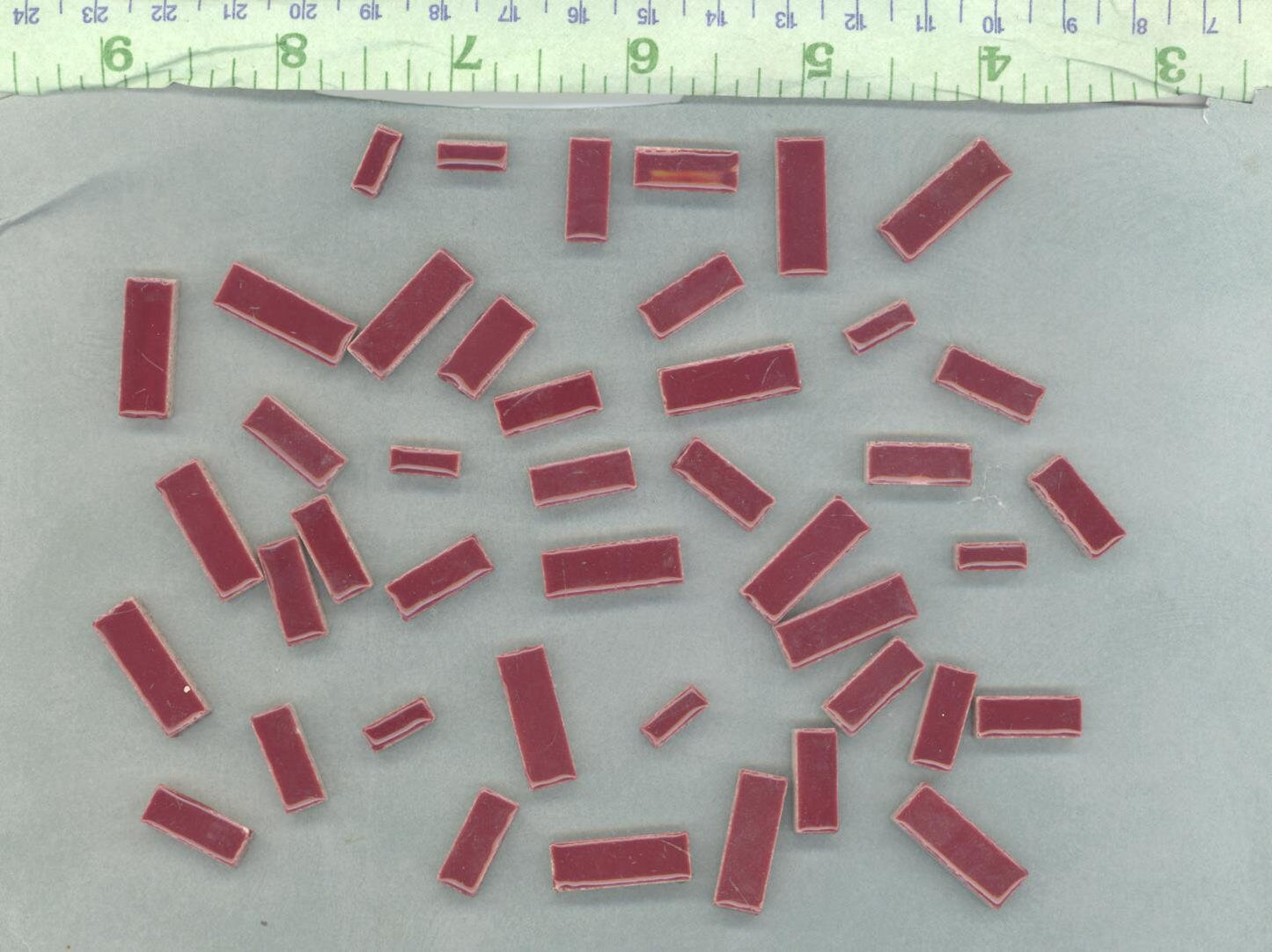 Burgundy Mini Rectangles Mosaic Tiles - 50g Ceramic in Mix of 3 Sizes 3/8" and 5/8" and 3/4"