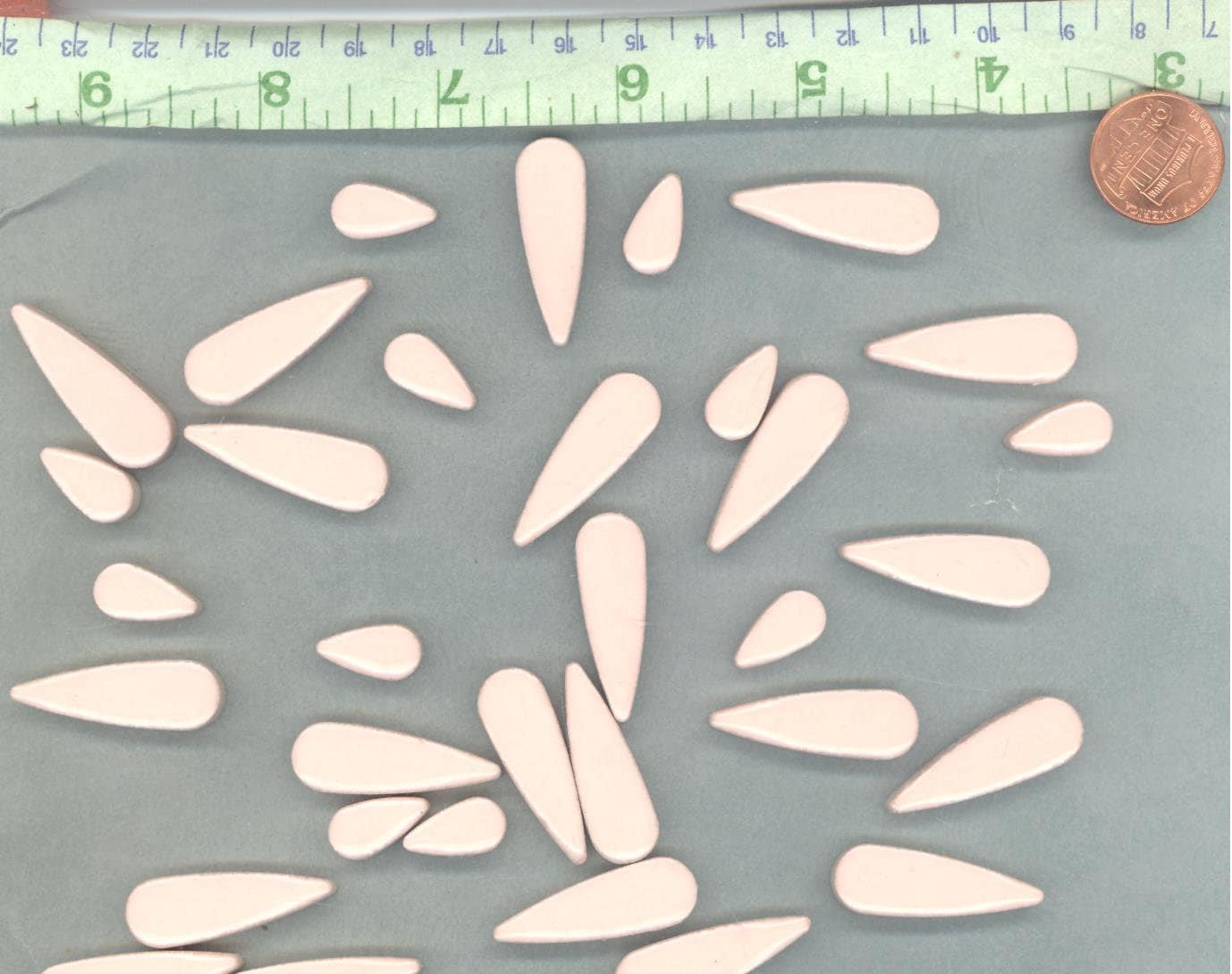 Sweet Pink Teardrop Mosaic Tiles - 50g Ceramic Petals in Mix of 2 Sizes 1/2" and 3/5"