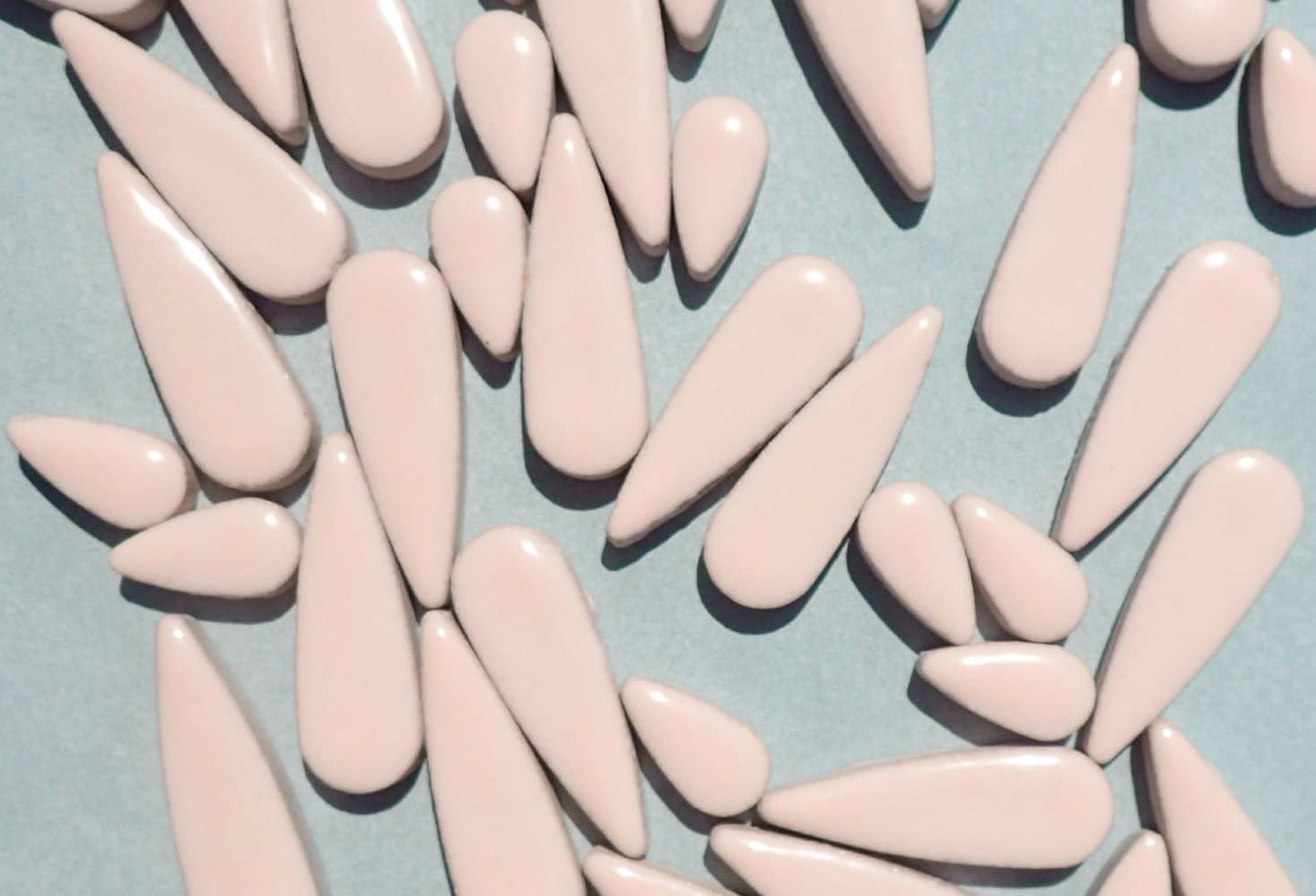 Sweet Pink Teardrop Mosaic Tiles - 50g Ceramic Petals in Mix of 2 Sizes 1/2" and 3/5"