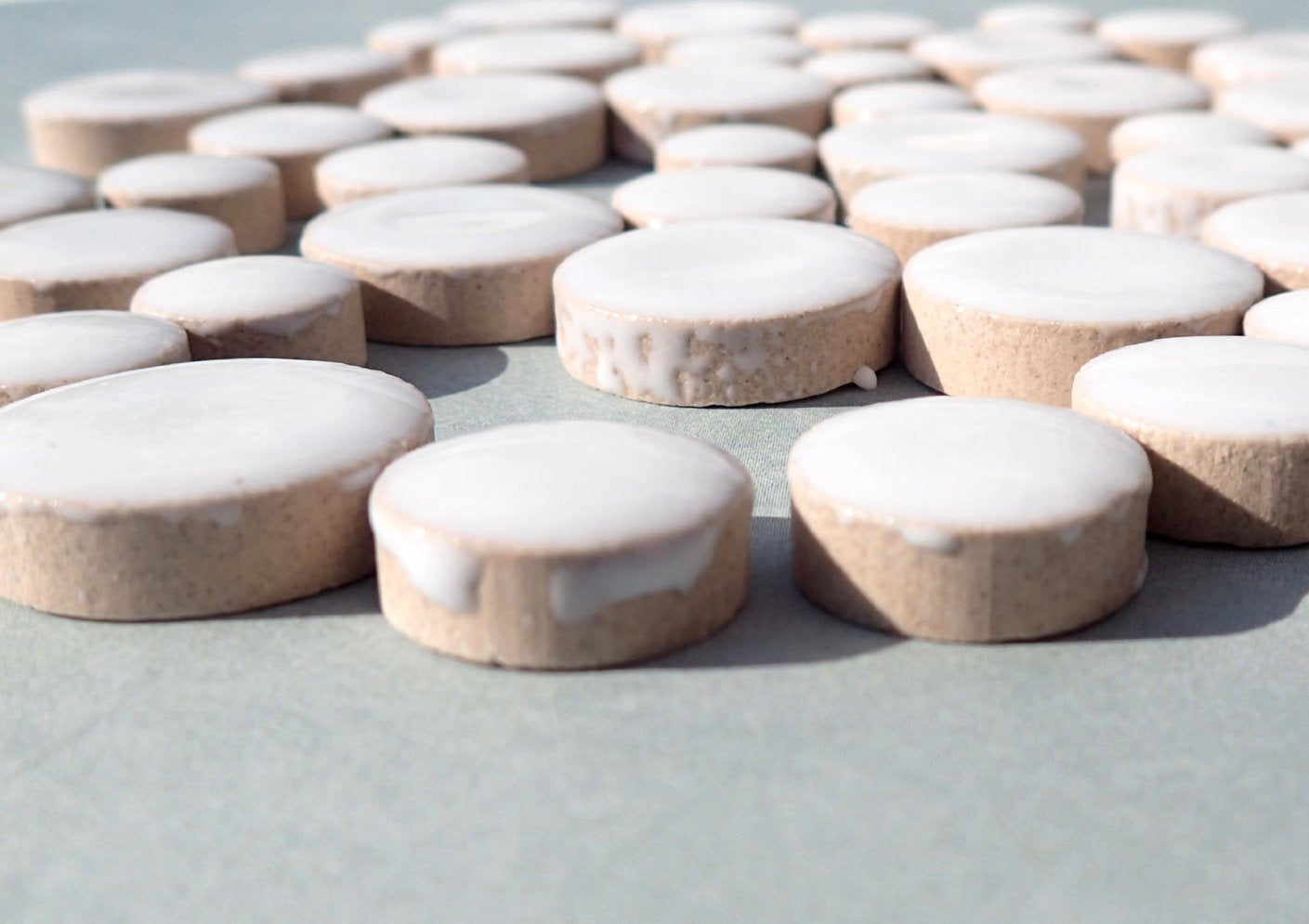 White Circles Mosaic Tiles - 50g Ceramic in Mix of 3 Sizes 1/2" and 3/4" and 5/8"