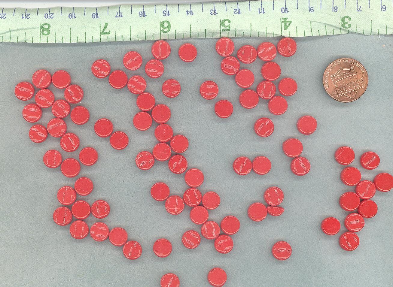 Bright Red MINI Glass Drops Mosaic Tiles - 50 grams - Glass Gems Darling Dotz