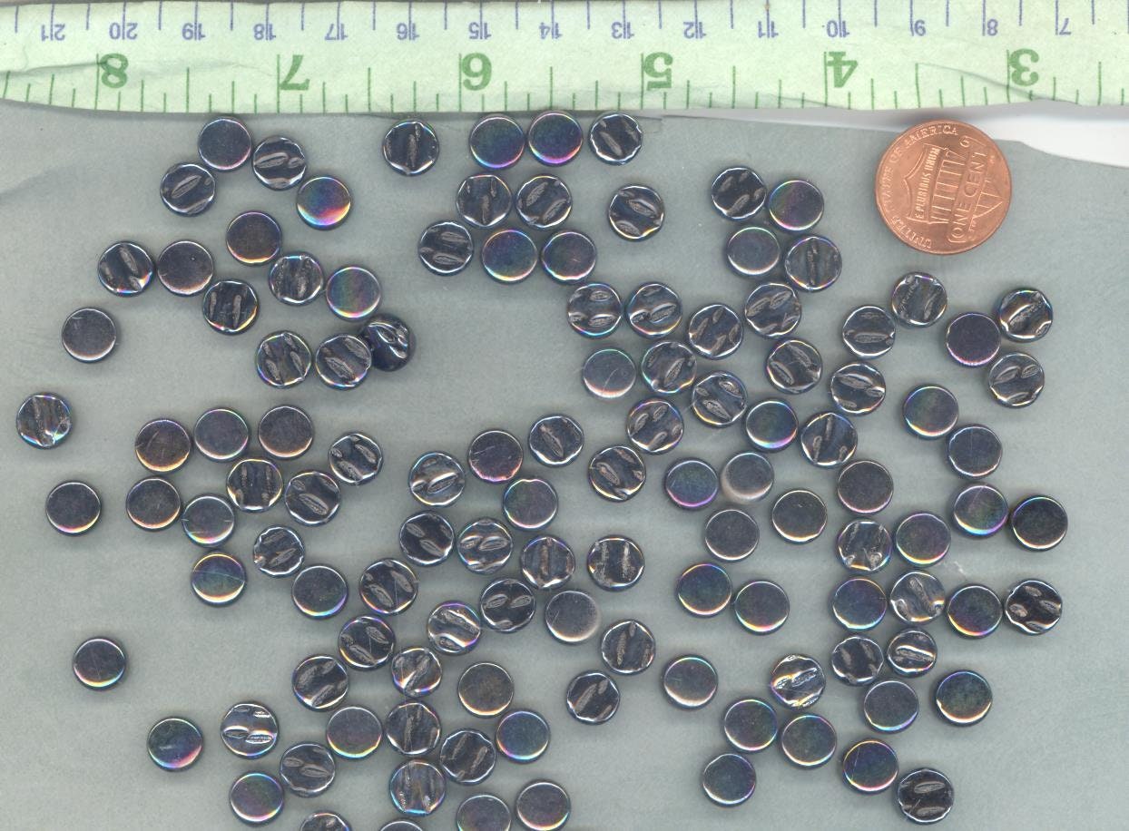 Black Iridescent MINI Glass Drops Mosaic Tiles - 50 grams - Over 100 Darlin' Dotz
