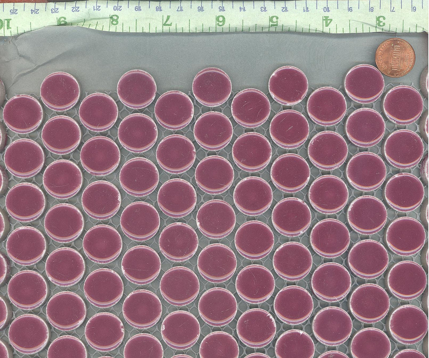 Dark Berry Ceramic Tiles - Round Mosaic Tiles - .75 inch - 25 Tiles - Circles Penny Rounds