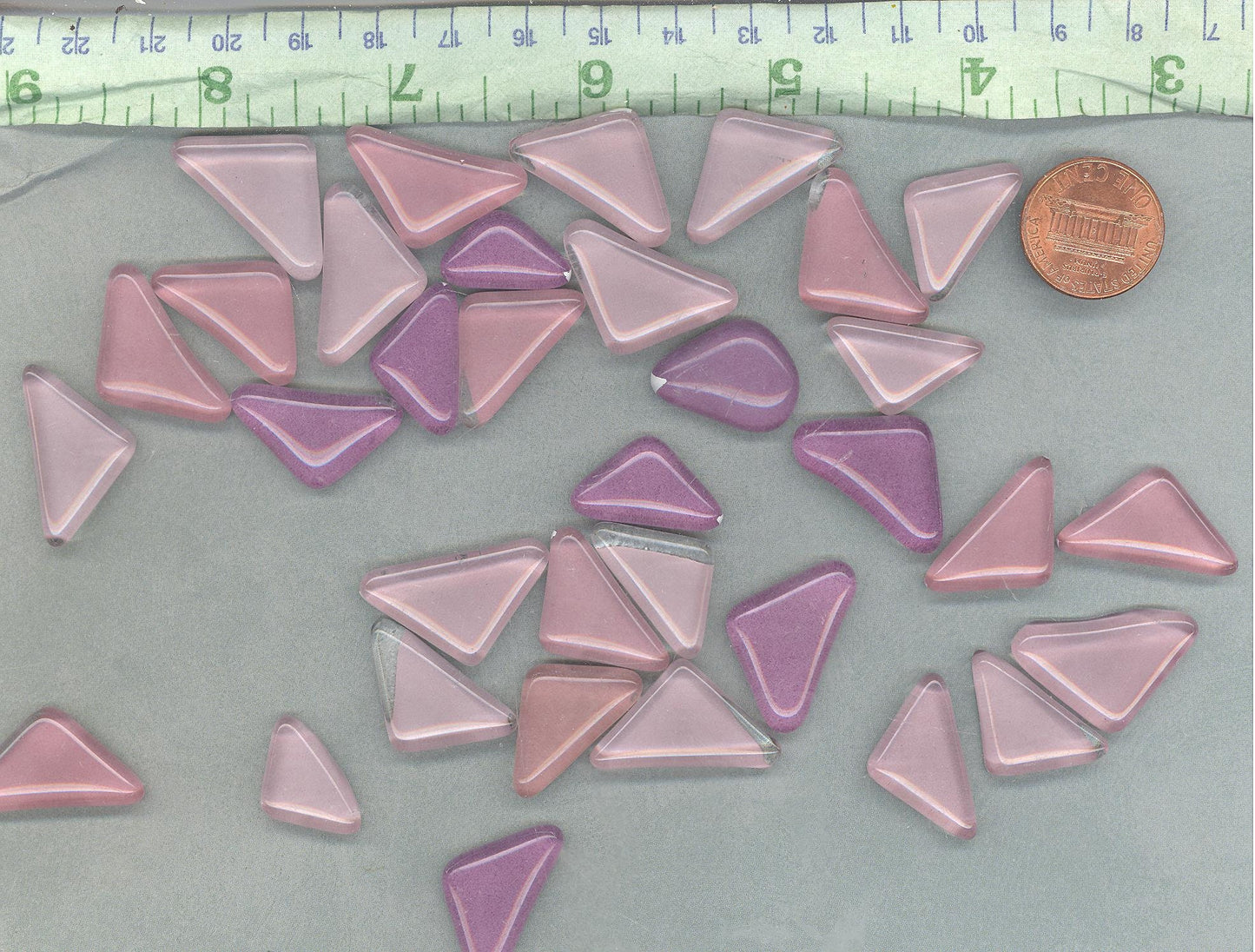Sweet Pea Glass Puzzle Tiles - Assorted Shapes and Colors - 100 grams Mosaic Tiles Glass in Shades of Pink and Purple