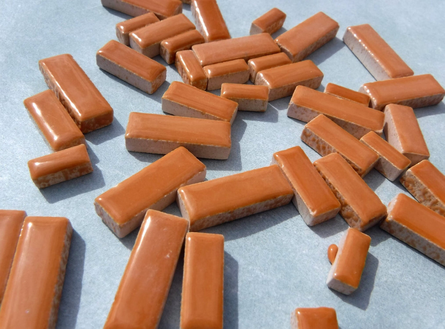 Brown Mini Rectangles Mosaic Tiles - 50g Ceramic in Mix of 3 Sizes 3/8" and 5/8" and 3/4"