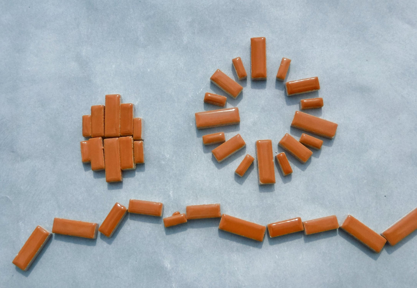 Brown Mini Rectangles Mosaic Tiles - 50g Ceramic in Mix of 3 Sizes 3/8" and 5/8" and 3/4"