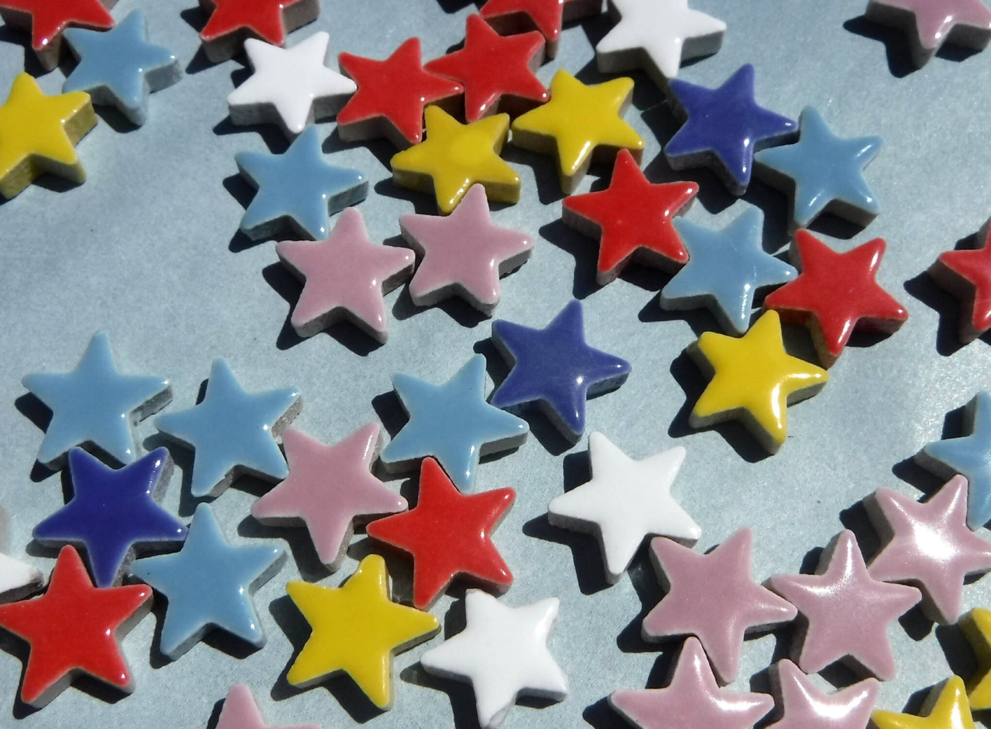 Bright Stars Mosaic Tiles - 50 Ceramic 3/4" Inch Tiles in Assorted Colors