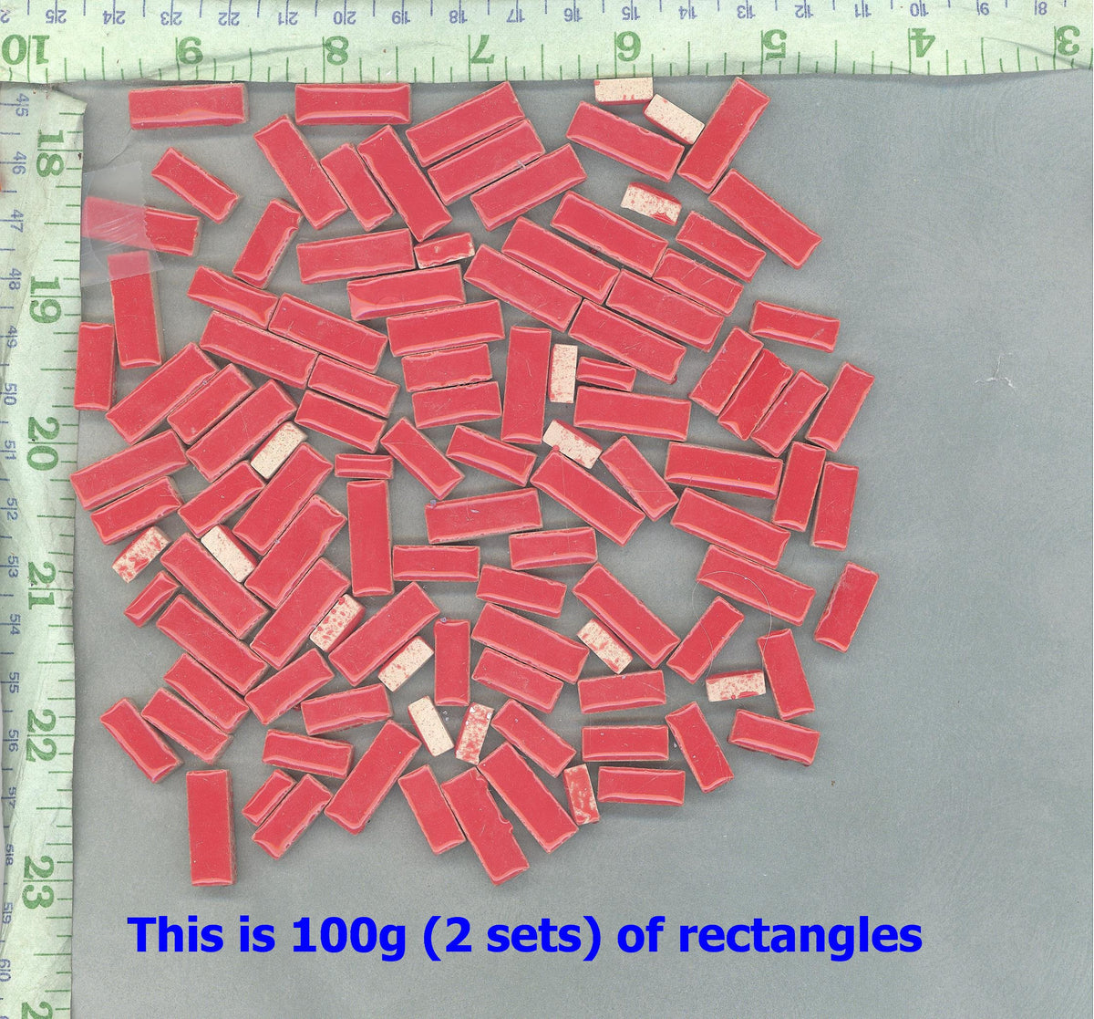 Sea Green Mini Rectangles Mosaic Tiles - 50g Ceramic in Mix of 3 Sizes 1/2" and 3/4" in Phthalo