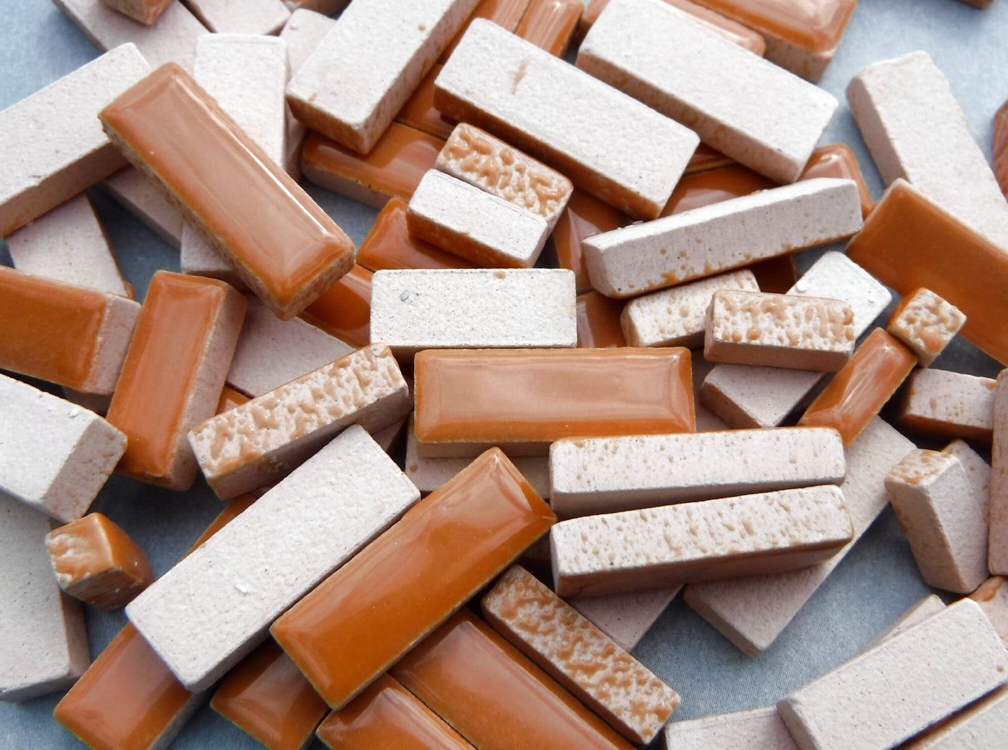 Brown Mini Rectangles Mosaic Tiles - 50g Ceramic in Mix of 3 Sizes 3/8" and 5/8" and 3/4"