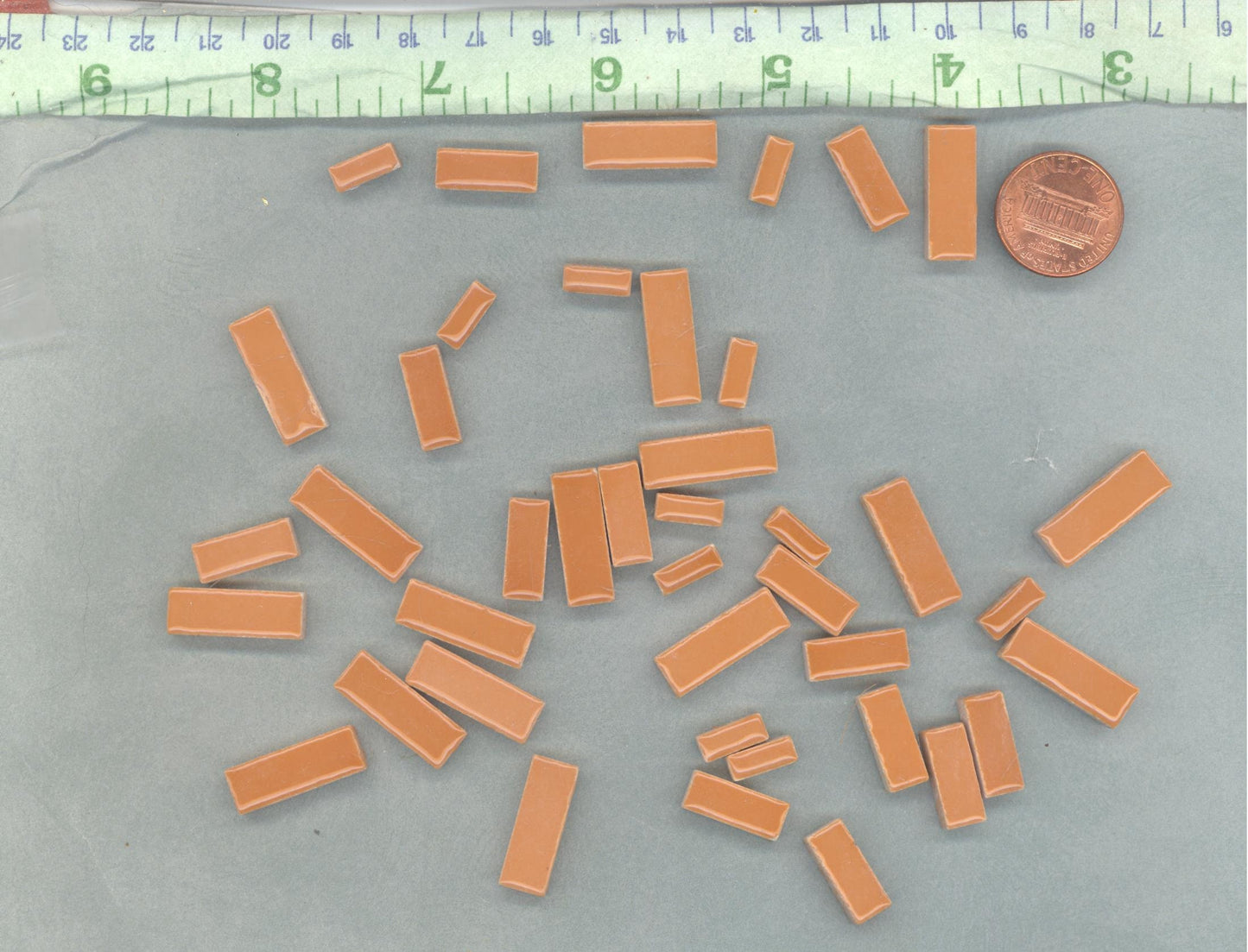 Brown Mini Rectangles Mosaic Tiles - 50g Ceramic in Mix of 3 Sizes 3/8" and 5/8" and 3/4"