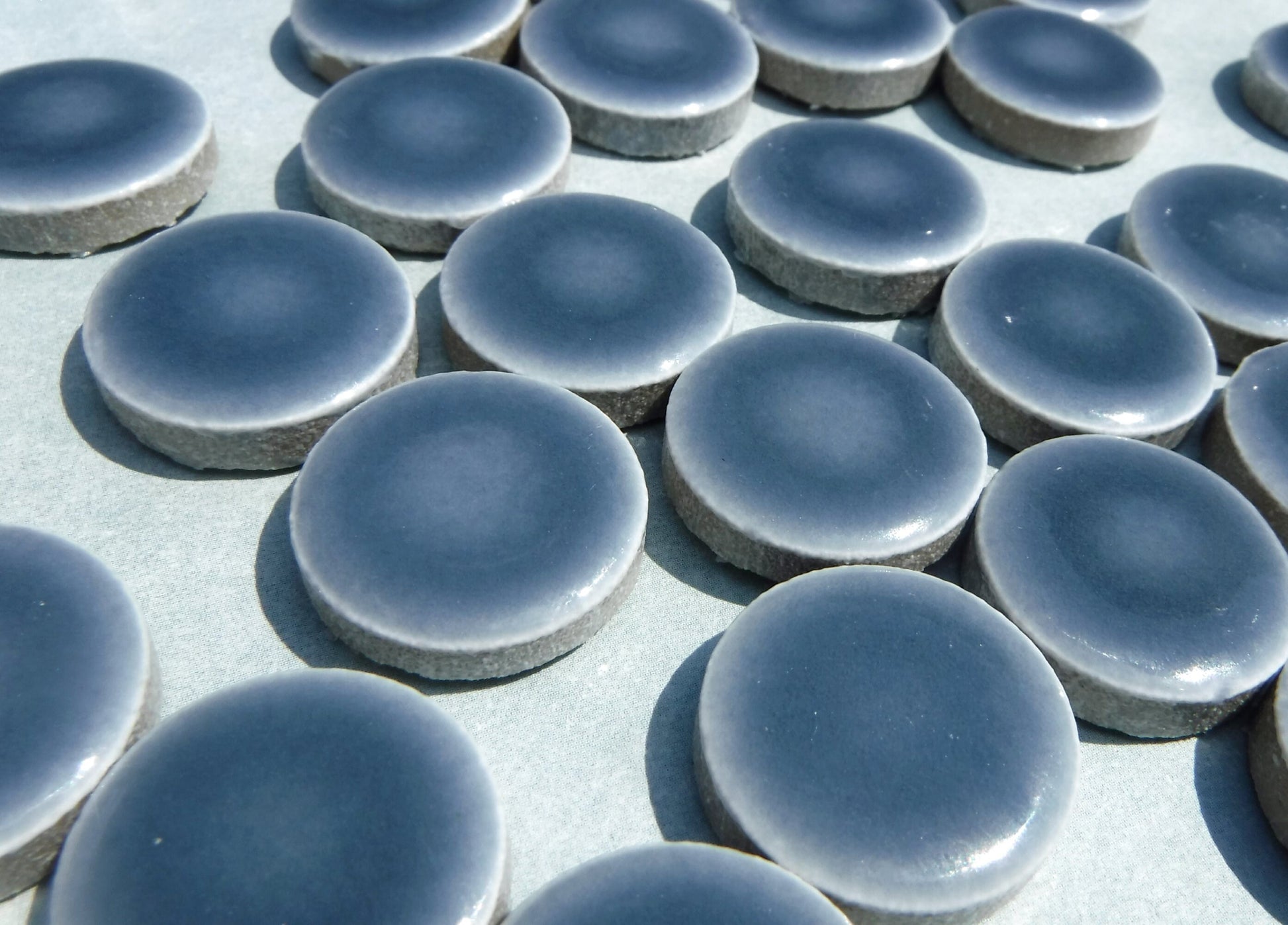 Shark Gray Ceramic Tiles - 2 cm Penny Rounds Mosaic Tiles - .8 inch - 25 Tiles - Circles