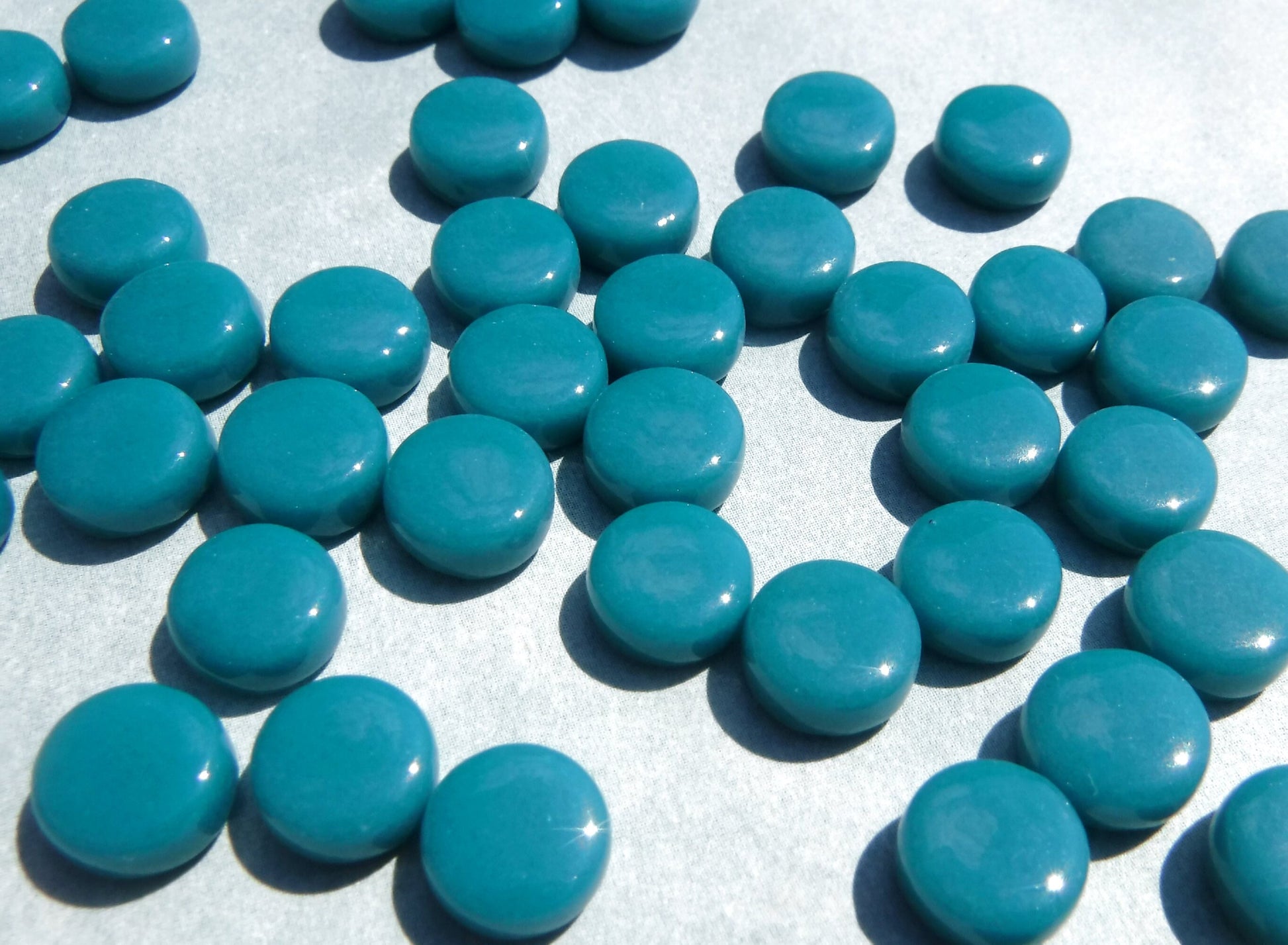 Dark Teal MINI Glass Drops Mosaic Tiles - 50 grams - 8mm - Over 100 Gems
