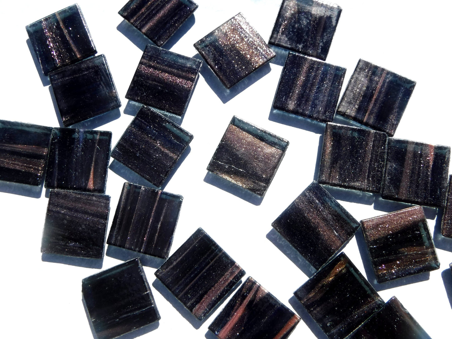 Black with Gold Vein Glass Mosaic Tiles Squares - 3/4 inch - 25 Venetian Tiles