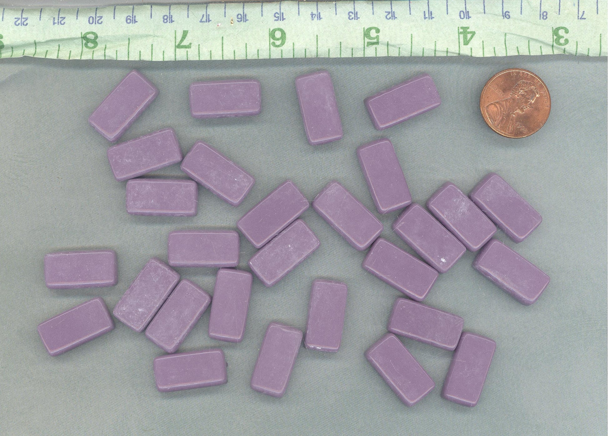 Purple Rectangle Mosaic Tiles - 20mm - 100g Opaque Glass Bar Tiles - Dark Orchid Bricks - Approx 35 Tiles