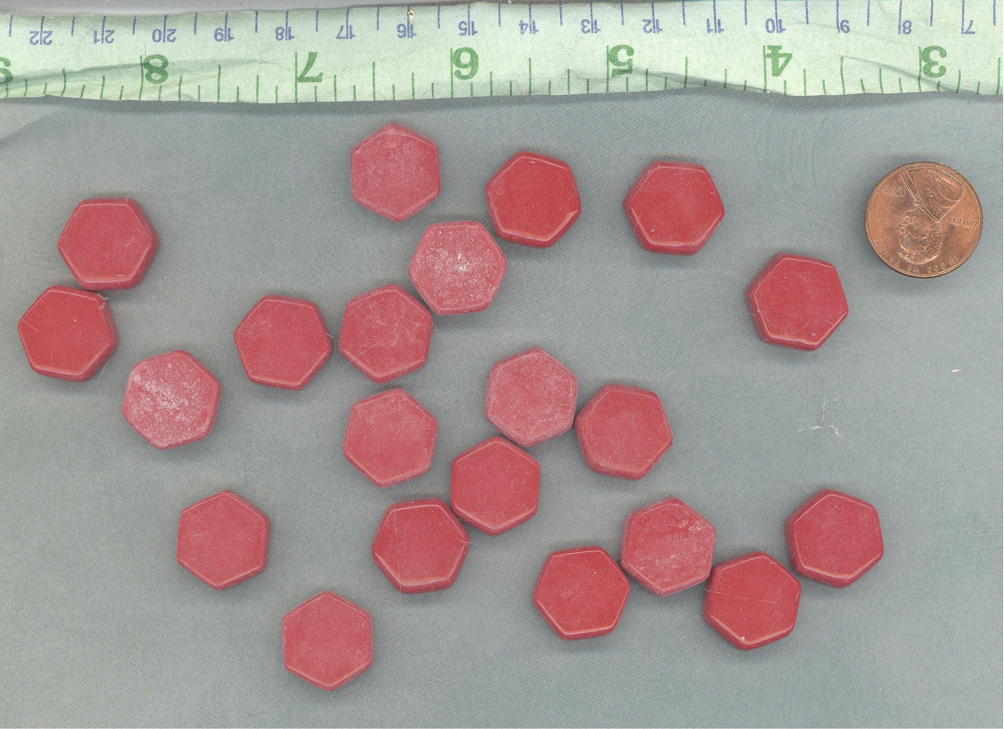 Red Hexagon Mosaic Tiles - 15mm - 100g Opaque Glass Tiles