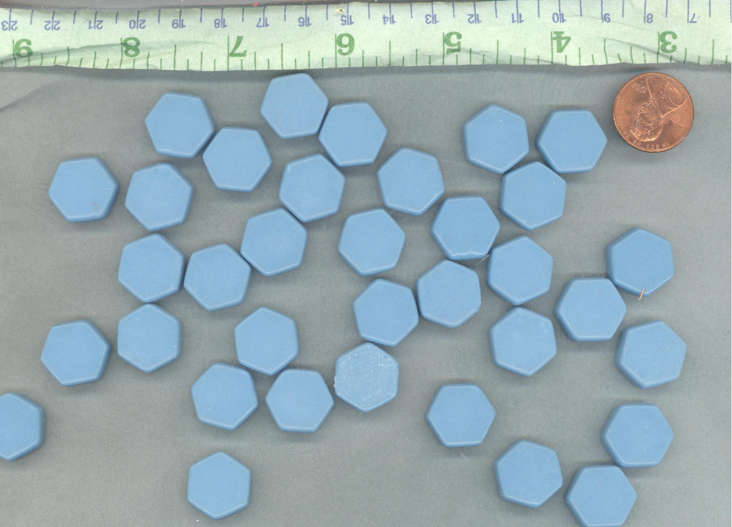 Light Blue Hexagon Mosaic Tiles - 15mm - 100g Opaque Glass Tiles in Hawaiian Blue