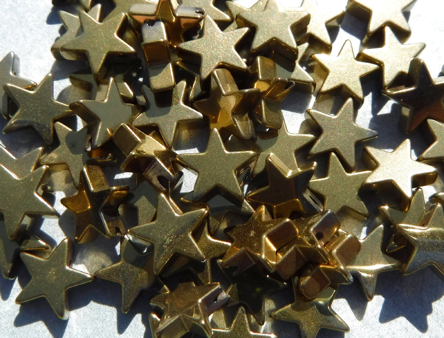 Star Beads - Gold Toned - 8mm - Electroplated Hematite - 20g