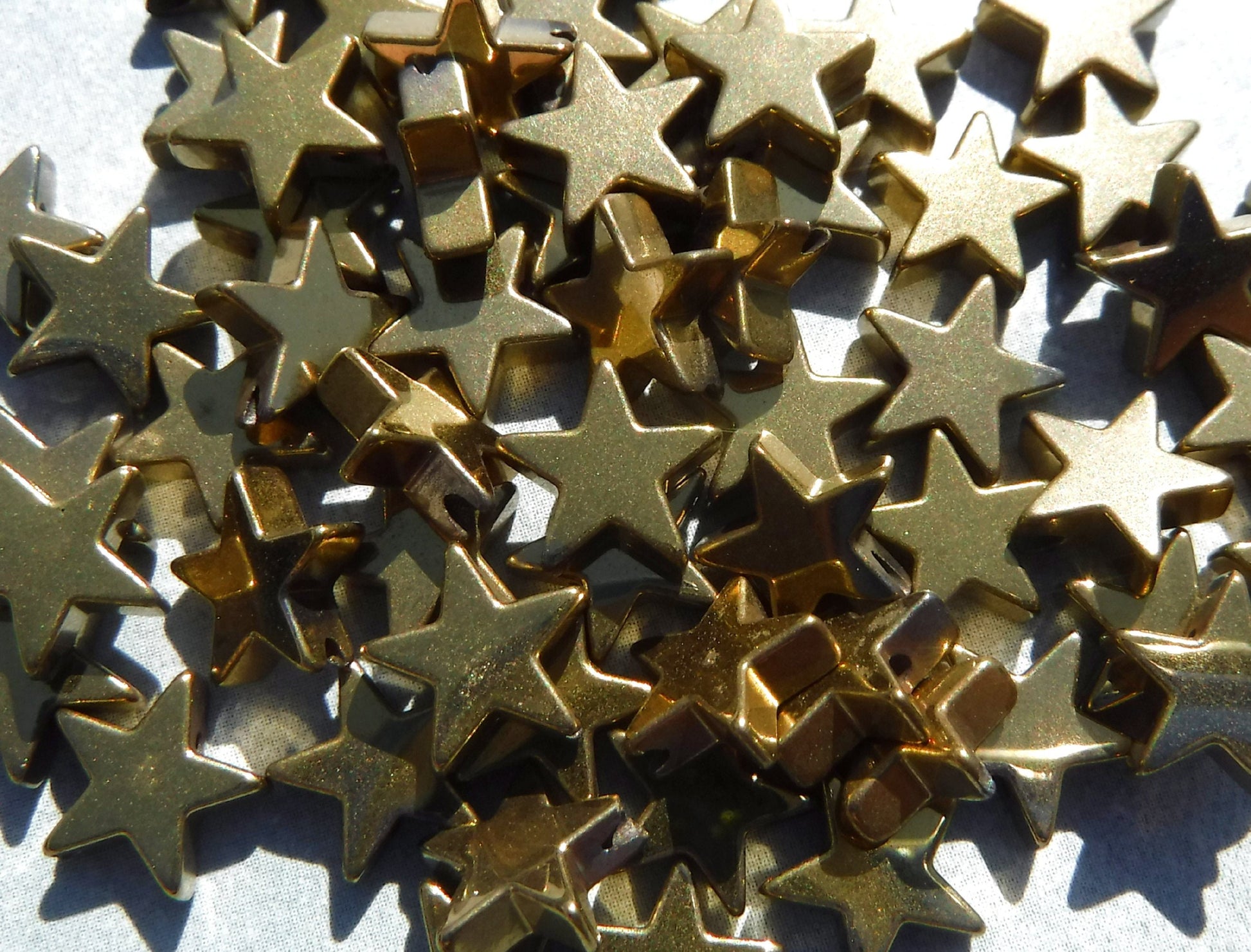 Star Beads - Gold Toned - 8mm - Electroplated Hematite - 20g