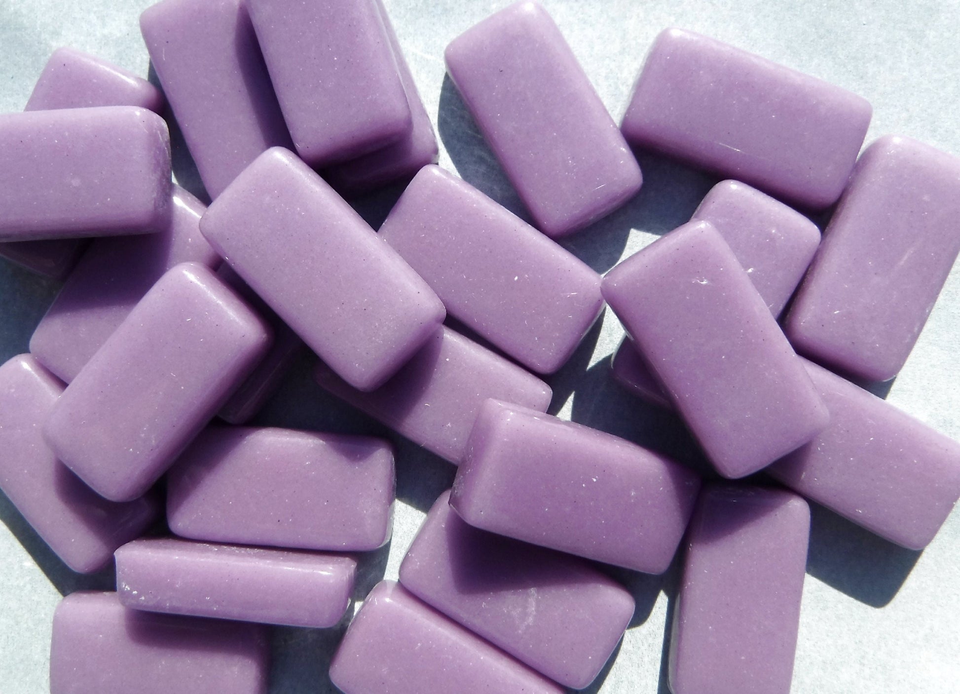 Purple Rectangle Mosaic Tiles - 20mm - 100g Opaque Glass Bar Tiles - Dark Orchid Bricks - Approx 35 Tiles