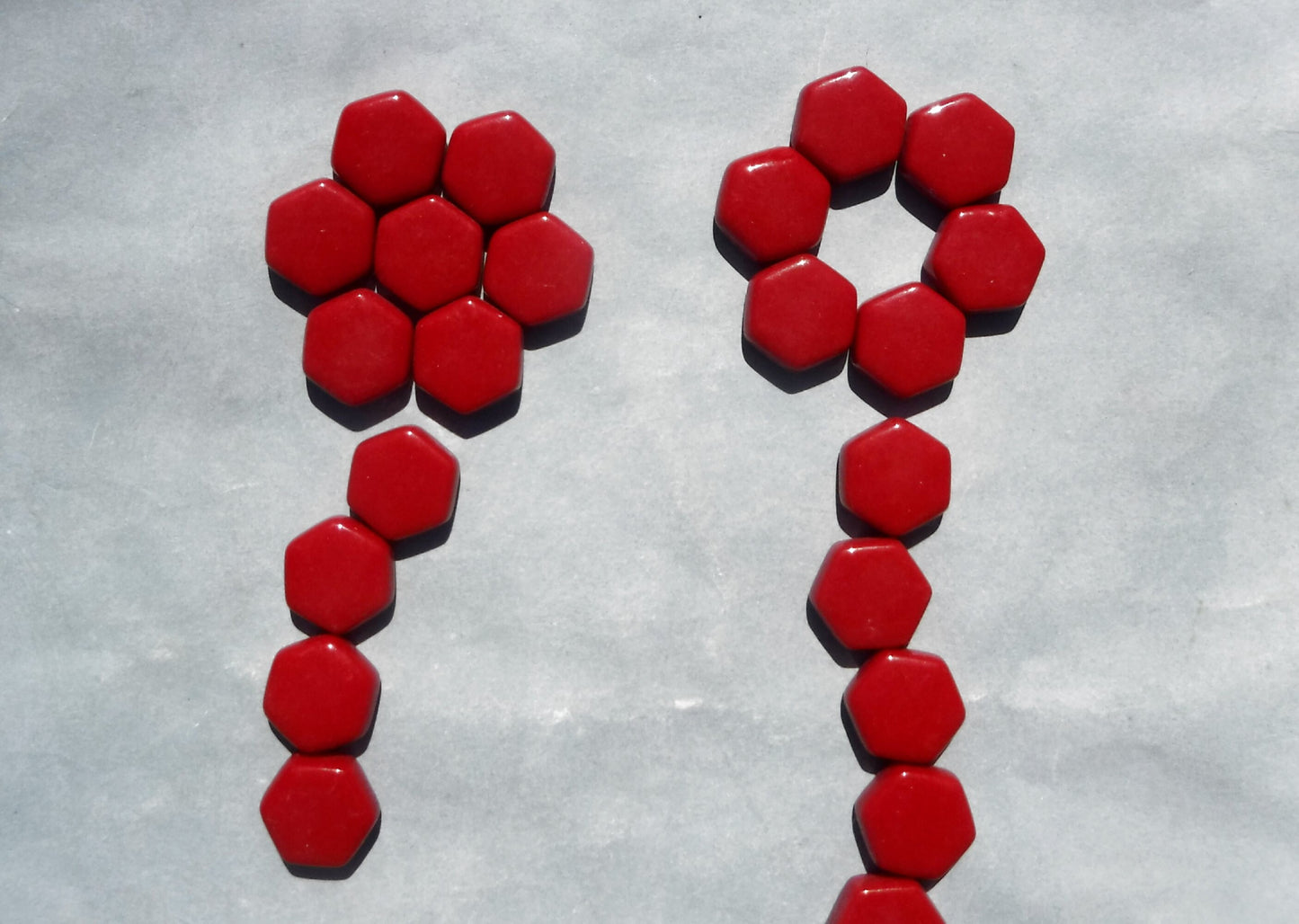 Red Hexagon Mosaic Tiles - 15mm - 100g Opaque Glass Tiles