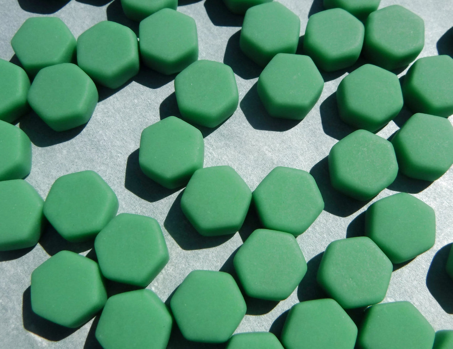 Mint Green Hexagon Mosaic Tiles - 10mm - 50g Opaque Glass Tiles MATTE Finish