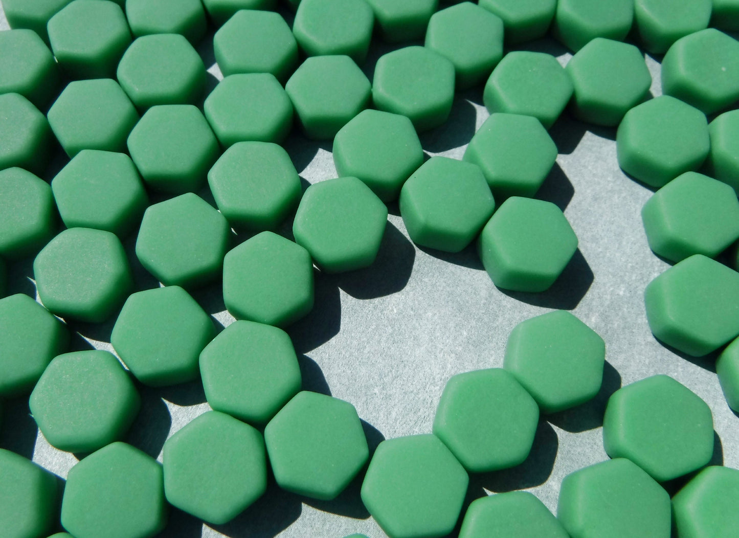 Mint Green Hexagon Mosaic Tiles - 10mm - 50g Opaque Glass Tiles MATTE Finish