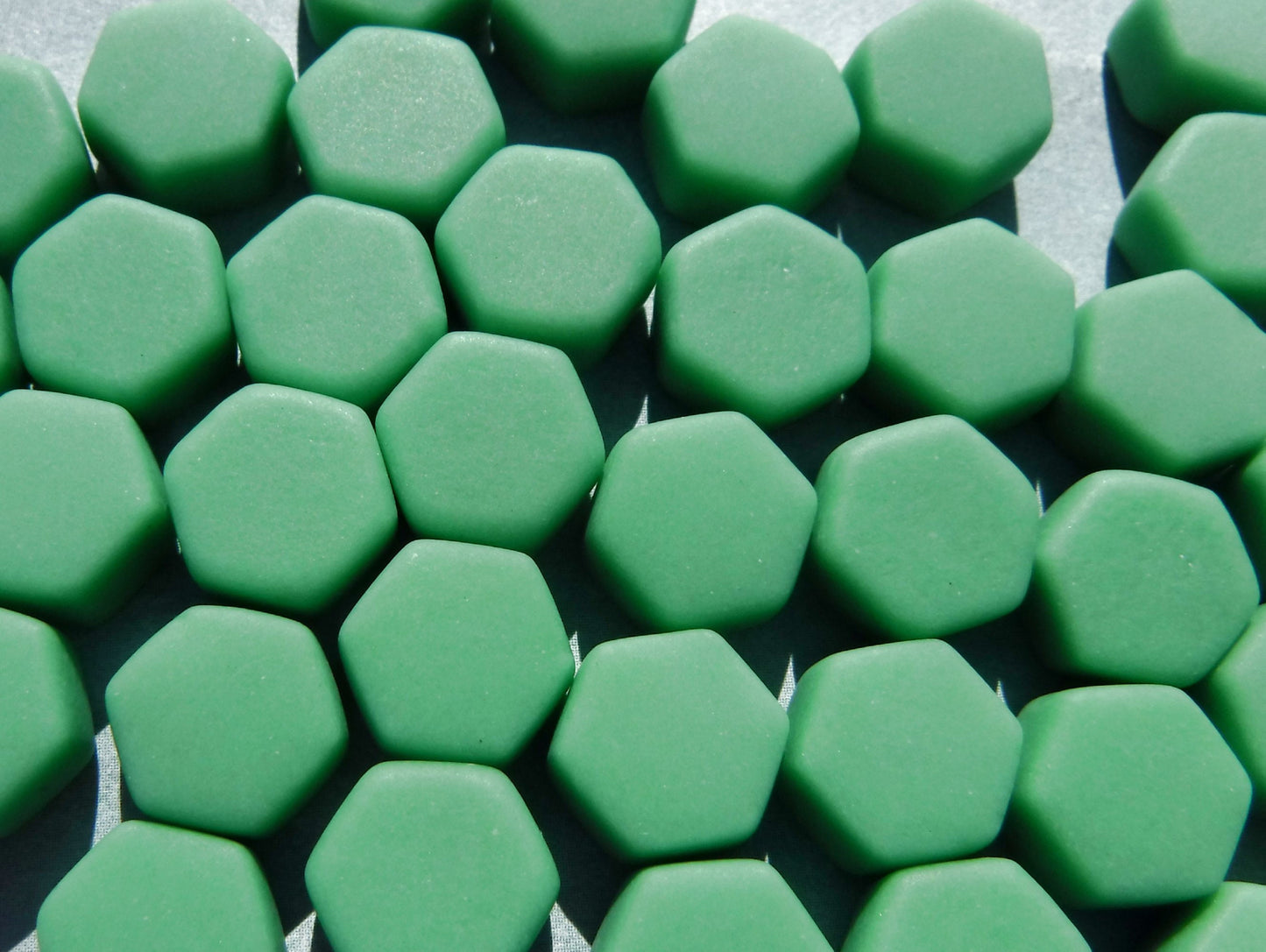 Mint Green Hexagon Mosaic Tiles - 10mm - 50g Opaque Glass Tiles MATTE Finish