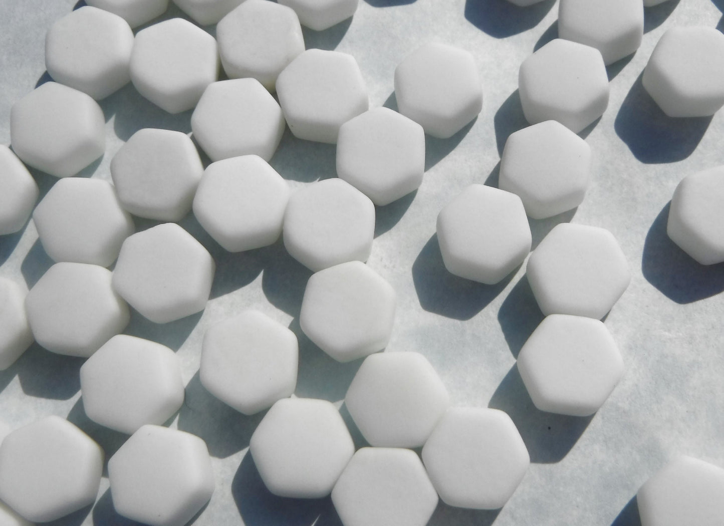 White Hexagon Mosaic Tiles - 10mm - 50g Opaque Glass Tiles MATTE Finish