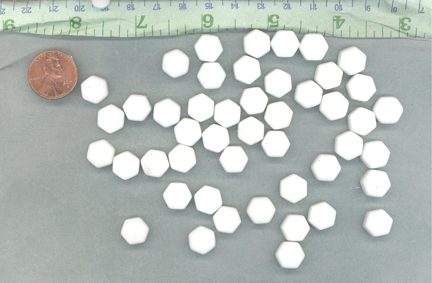 White Hexagon Mosaic Tiles - 10mm - 50g Opaque Glass Tiles MATTE Finish