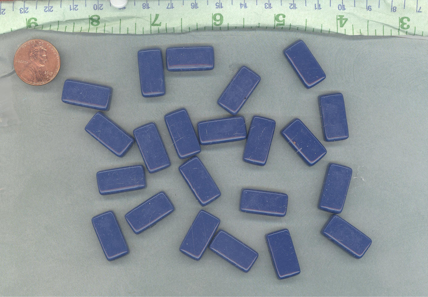 Blueberry Rectangle Mosaic Tiles - 20mm - 100g Opaque Glass Bar Tiles - Approx 35 Tiles