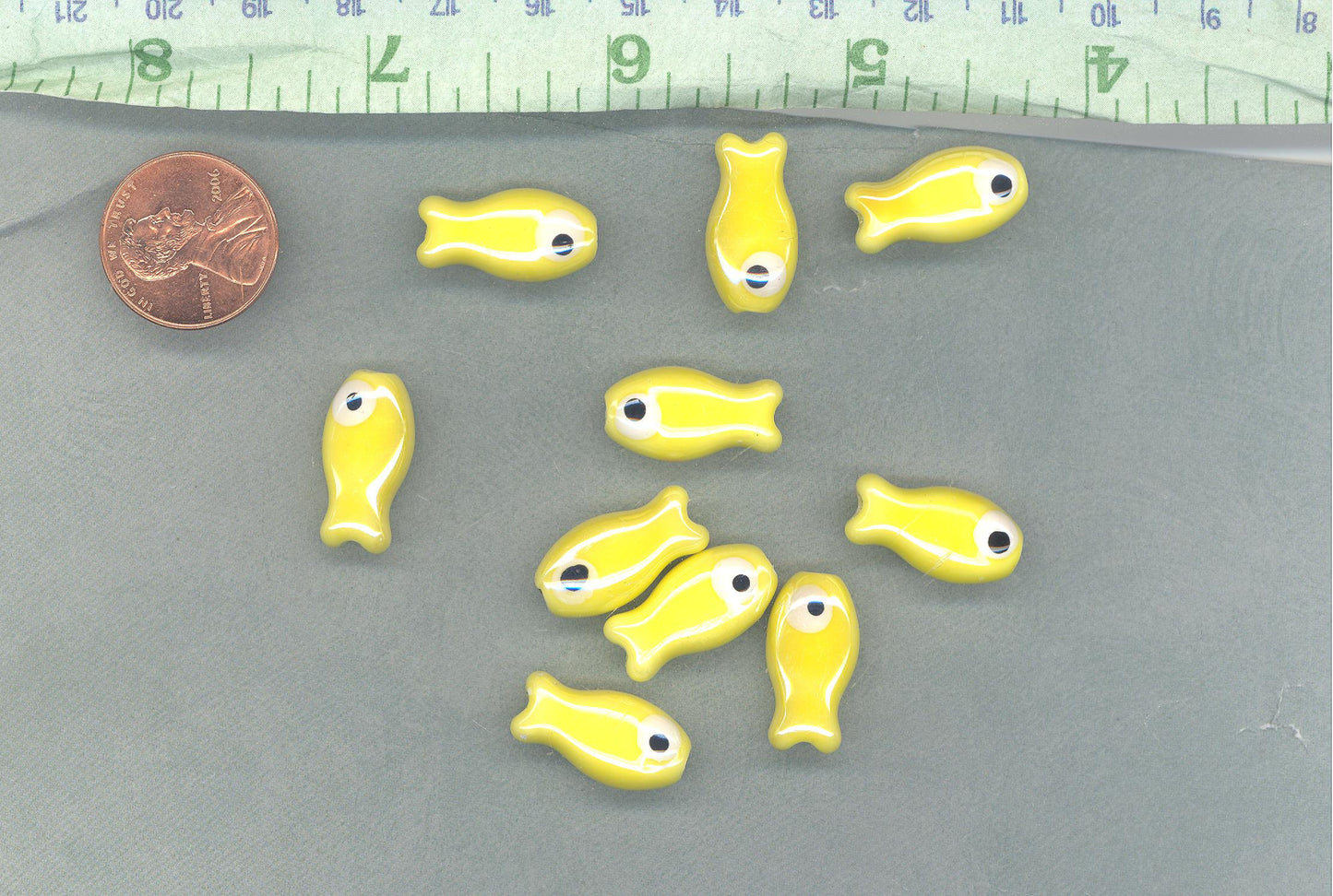 Yellow Fish Beads - Ceramic Mosaic Tiles - Jewelry Supplies