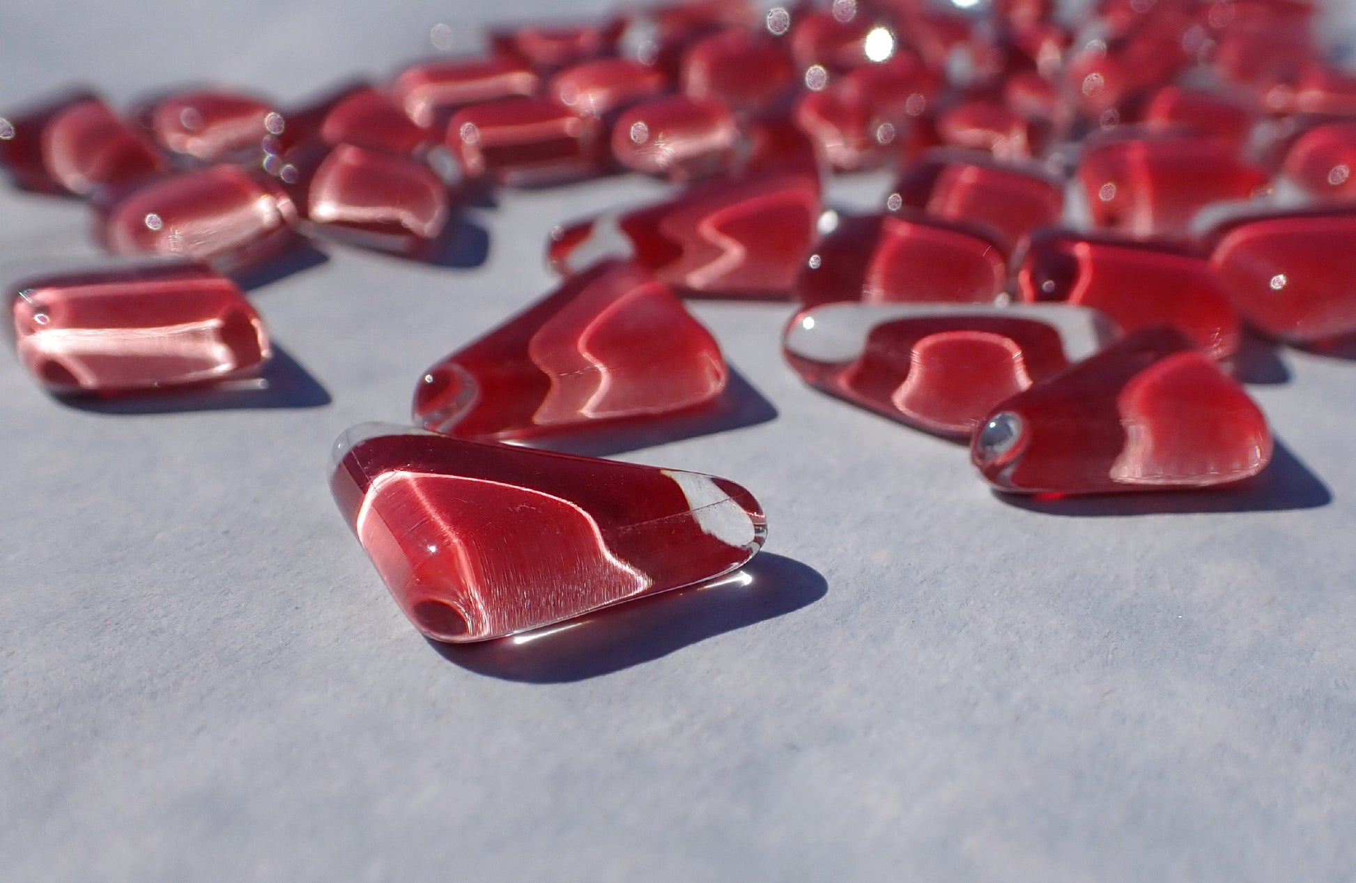 Red Glass Puzzle Tiles - Assorted Shapes - 100 grams Mosaic Tiles