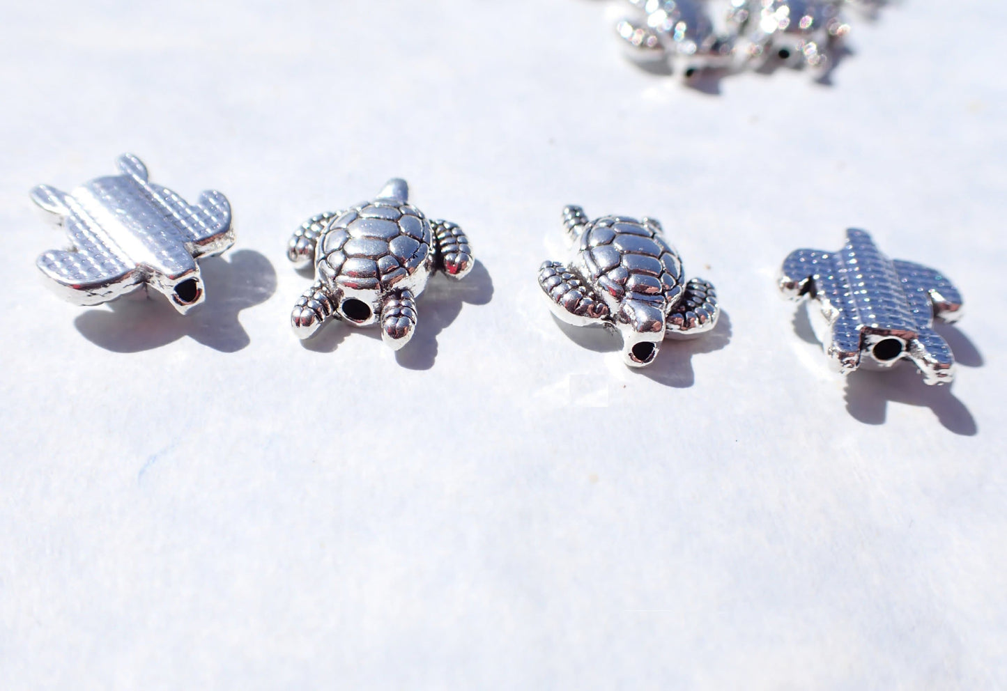 Turtle Beads - Silver-Toned 15mm - Tibetan Style Tortoise