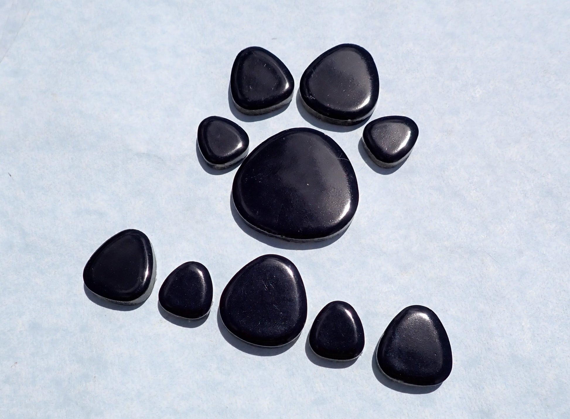 Black Pebble Mosaic Tiles - Half Pound Ceramic Tiles in Assorted Sizes