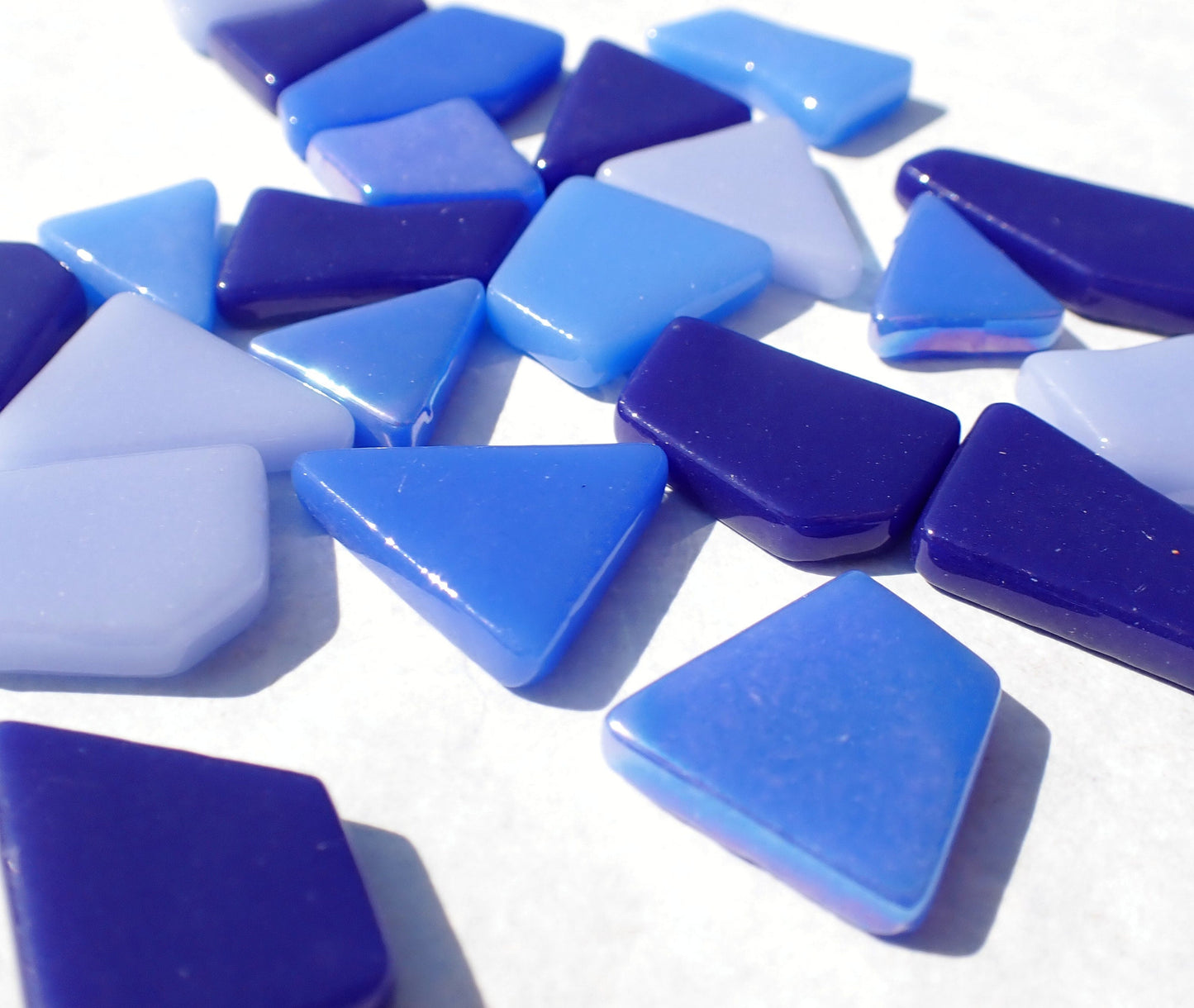 Blue Shades Irregular Glass Tiles - 50g of Polygons in Mix of Sizes - Open Seas