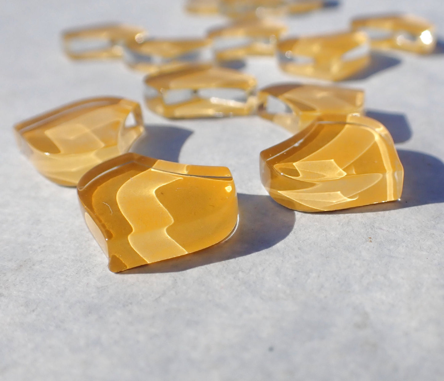 Golden Yellow Fishscale Glass Tiles - 50g - Approximately 30 Crystal Mandala Mosaic Tiles