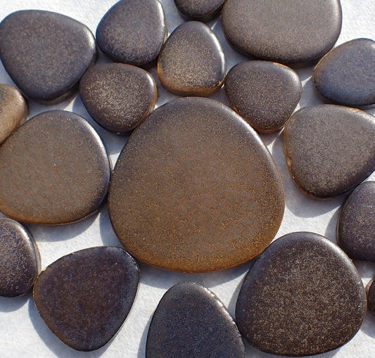 Antique Bronze Pebble Mosaic Tiles - Half Pound Ceramic Tiles in Assorted Sizes