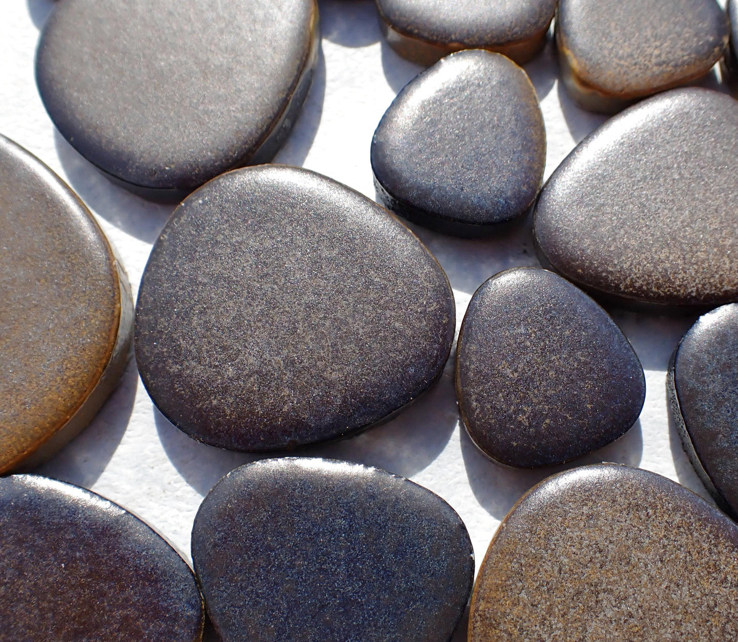 Antique Bronze Pebble Mosaic Tiles - Half Pound Ceramic Tiles in Assorted Sizes