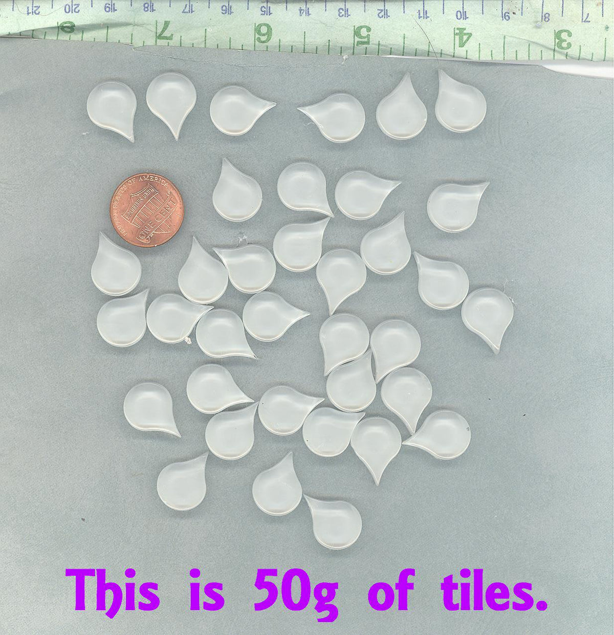 White Raindrop Mandala Mosaic Glass Tiles - 50g - Over 30 Pieces