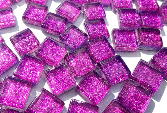 Purple Glitter Mosaic Tiles - 1 cm - 100g - Over 100 Metallic Glass Squares