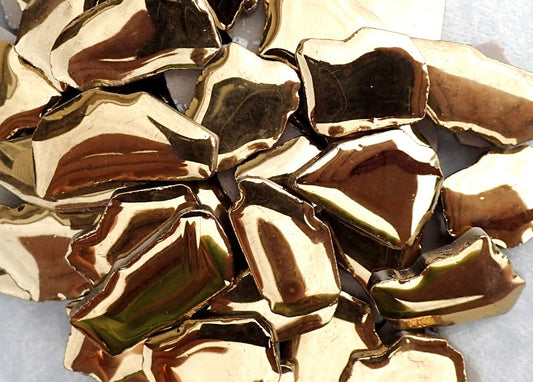 Gold Mosaic Ceramic Tiles - Random Shapes Metallic - 100g - Assorted Sizes Jigsaw Pieces - Mosaic Art Supplies - Gold Toned Tile