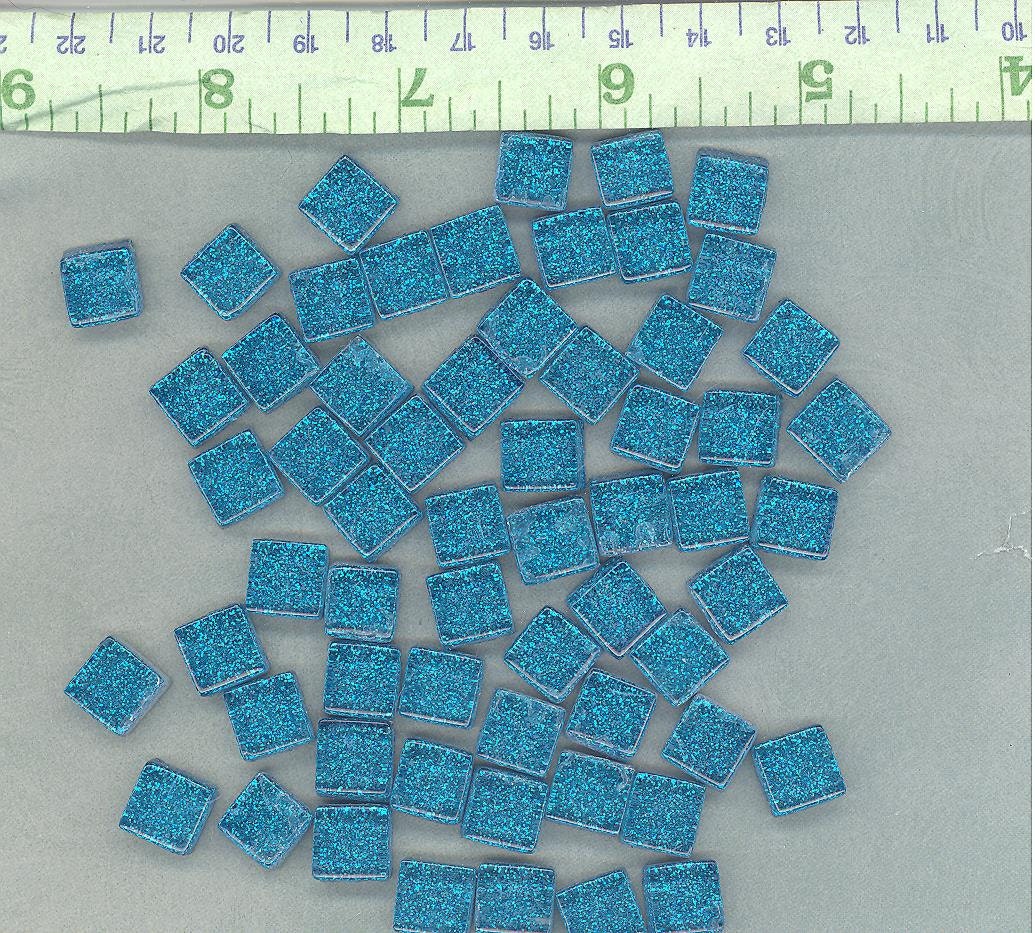 Sky Blue Glitter Tiles - 1 cm - 100g - Over 100 Metallic Small Glass Tiles